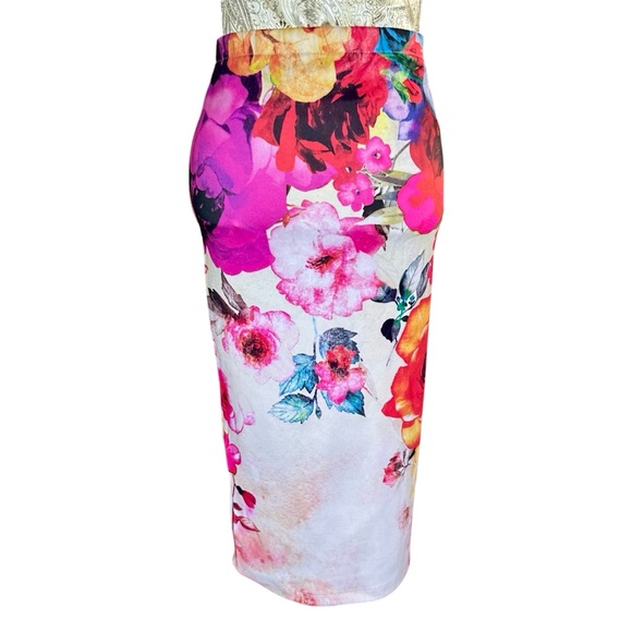 Material Girl Dresses & Skirts - Material Girl Floral Stretch Midi Skirt Summer Vacation Office Brunch Size Small